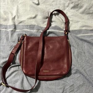Fossil Red Crossbody Bag with Adjustable Strap